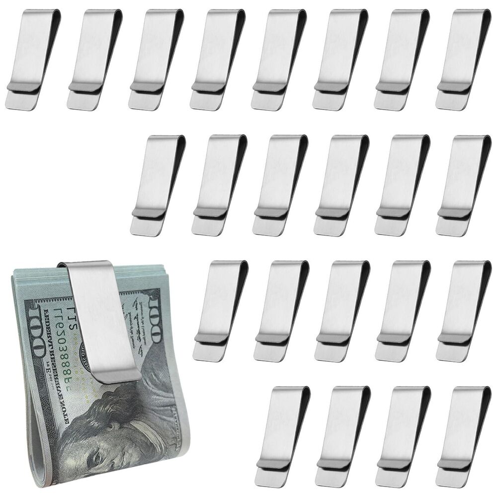 6766 24 Pack Stainless Steel Money Clip Small 's Slim Money Clip Metal